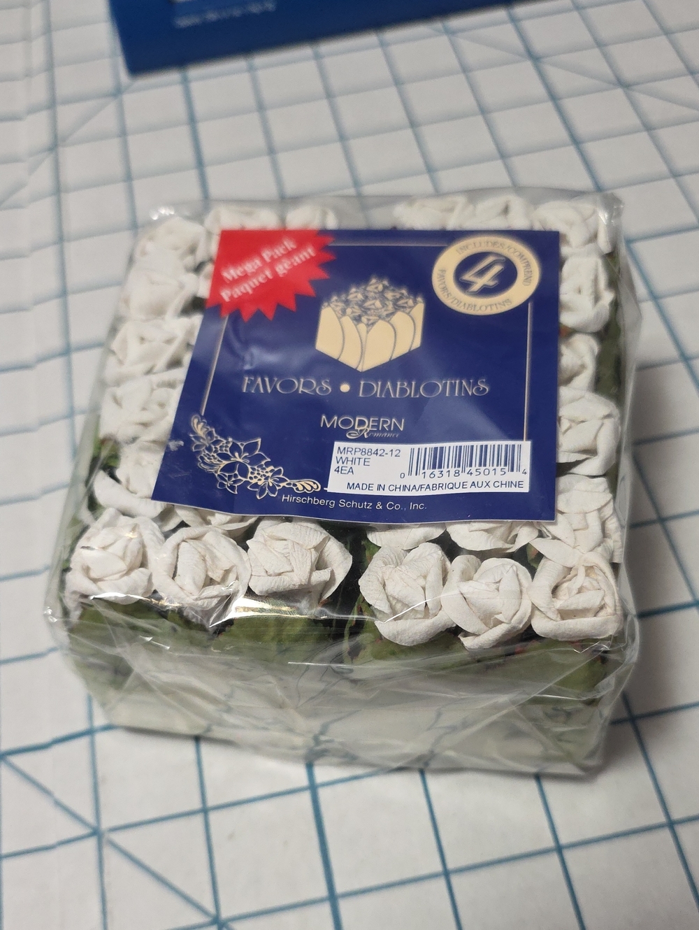 Modern Romance White Paper Rose Favor Box - Set Of 4, Party Supplies